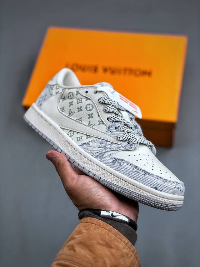 Travis Scott x Fragment Design x Air Jordan 1 Low OG SP AJ1 乔1 LV水洗蓝牛仔 低帮文化休闲板鞋