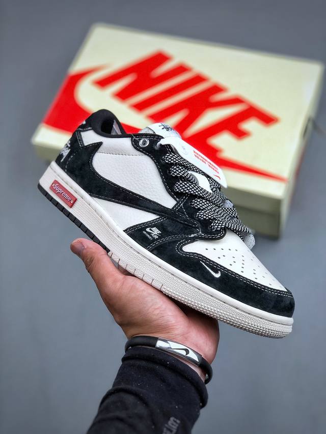 Travis Scott x Fragment Design x Air Jordan 1 Low OG SP AJ1 乔1 Supreme斯图西联名-红标黑武