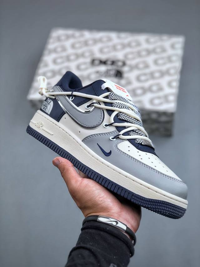 Nike Air Force 1'07 Low 北面联名-灰蓝抽绳 空军一号低帮休闲板鞋 #原楦头原纸板 原装鞋盒 定制五金配件 内置全掌气垫 原厂鞋底 货号：