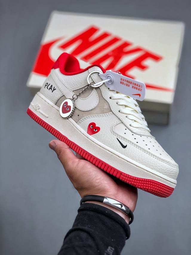 Nike Air Force 1'07 Low 川久保玲联名-米白红底 空军一号低帮休闲板鞋 #原楦头原纸板 原装鞋盒 定制五金配件 内置全掌气垫 原厂鞋底 货