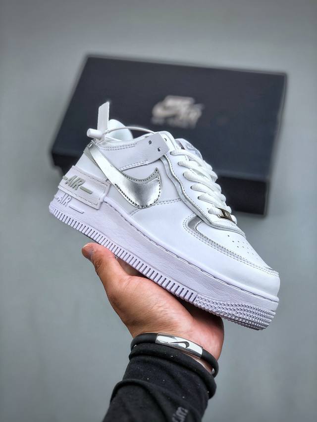 NIKE Air Force 1 Shadow 轻量增高低帮百搭板鞋 拼接马卡龙 全新少女系解构主义设计双层轻量EVA发泡中底+防滑RB橡胶外圈底鞋底 原楦头原