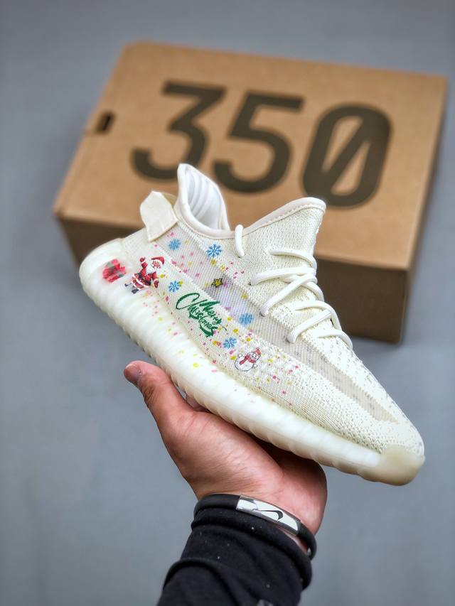 DIY定制 涂鸦Adidas Yeezy Boost 350 V2椰子百搭轻便爆米花中底休闲运动慢跑鞋 尺码：36-45