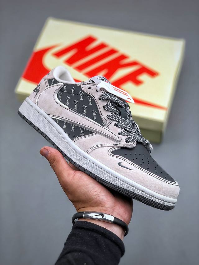 Travis Scott x Fragment Design x Air Jordan 1 Low OG SP AJ1 乔1 斯图西联名-黑咖 低帮文化休闲板鞋