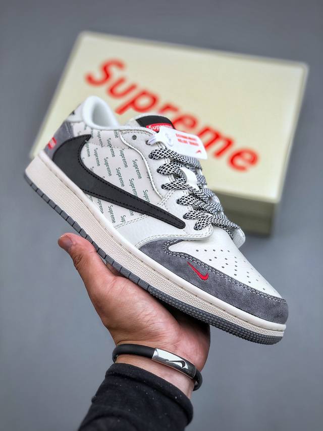 Travis Scott x Fragment Design x Air Jordan 1 Low OG SP AJ1 乔1 Supreme联名-黑白灰 低帮文