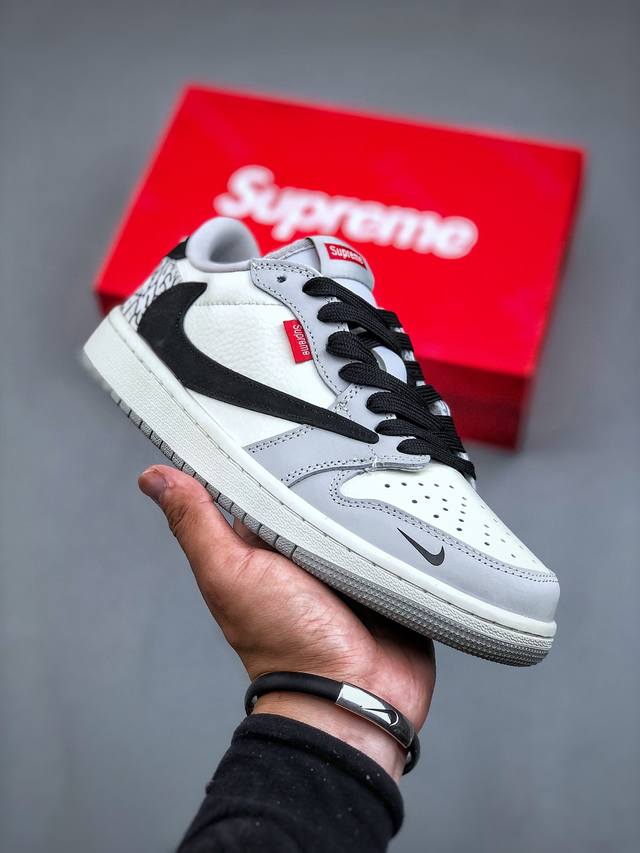 Travis Scott x Fragment Design x Air Jordan 1 Low OG SP AJ1 乔1 Supreme联-烟灰石头 低帮文