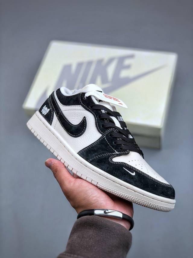 Nike Air Jordan 1 Low AJ1 乔1 暴力熊联名-黑白米底 高端定制 低帮复古篮球鞋 SJ9950-038 #定制鞋盒 大厂纯原品质出货 超