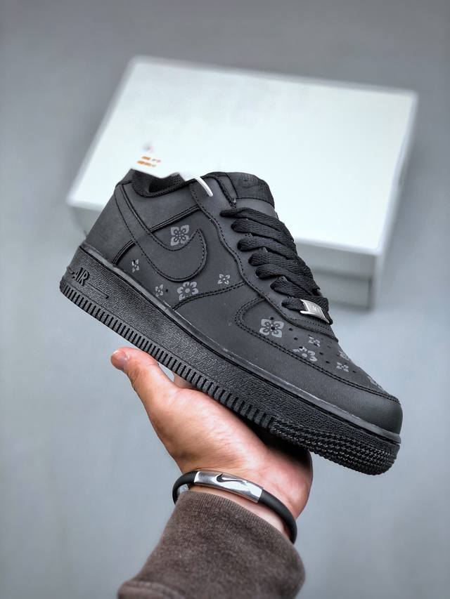 Nike Air Force 1'07 Low LV定制全黑 空军一号低帮休闲板鞋 315122-101 #原楦头原纸板 原装鞋盒B内置全掌气垫 原厂鞋底 尺码