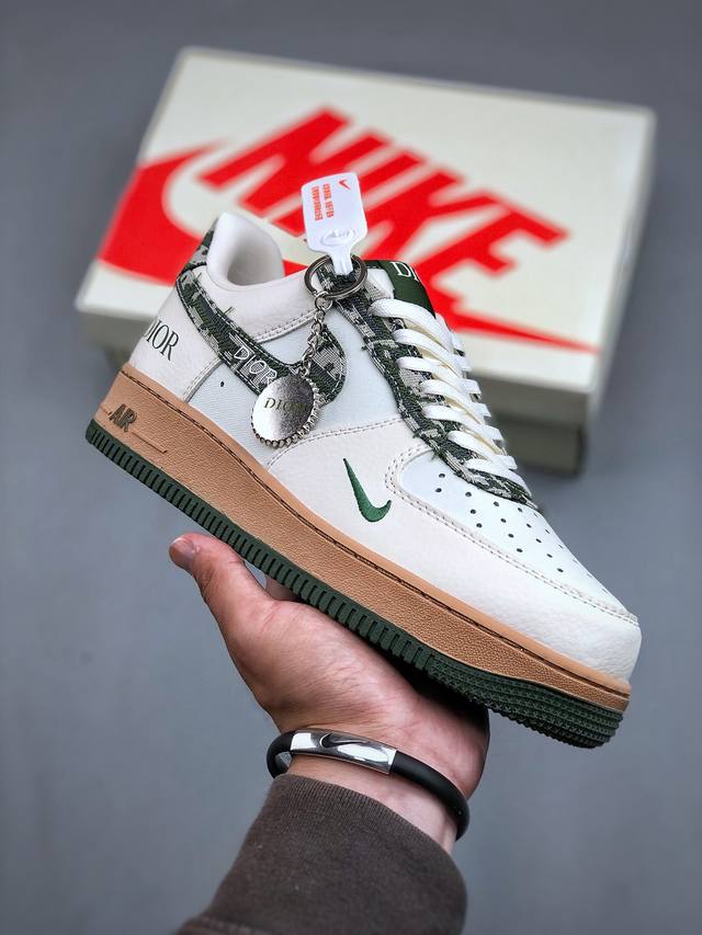 Nike Air Force 1'07 Low 迪奥联名-米绿花纹勾 空军一号低帮休闲板鞋 KK1988-010 #原楦头原纸板 原装鞋盒 定制五金配件 内置全