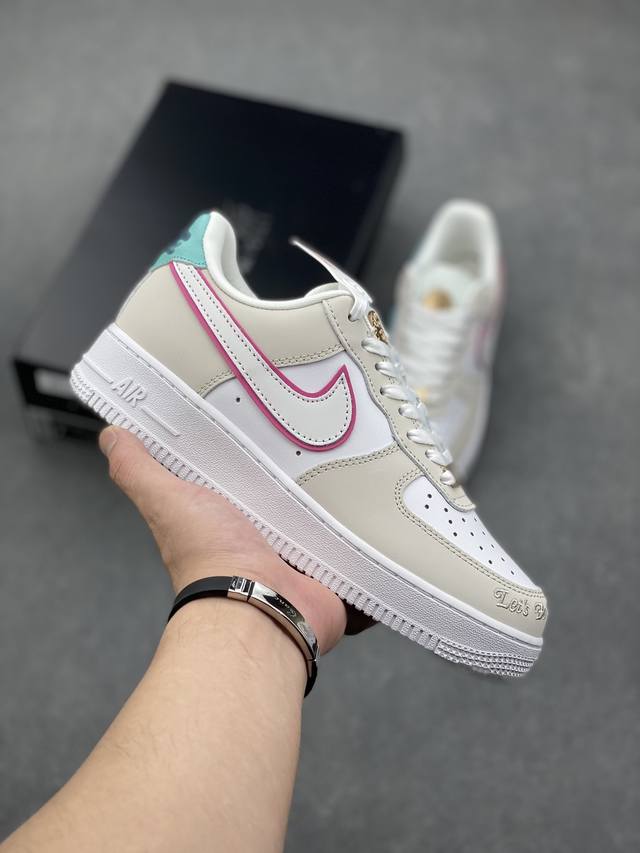 Nike Air Force 1 '07 Low 奥运白棕粉 原楦头原纸板 打造纯正空军版型 #专注外贸渠道 全掌内置蜂窝气垫 #原盒配件 原厂中底钢印、拉帮完