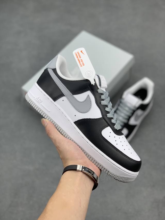 工厂套现 原本地 版本 Nike Air Force 1 Low 白黑灰 空军一号低帮休闲板鞋 定制皮料 原厂3D打印 定制鞋盒 原楦原纸板 纯正空军版型 内置