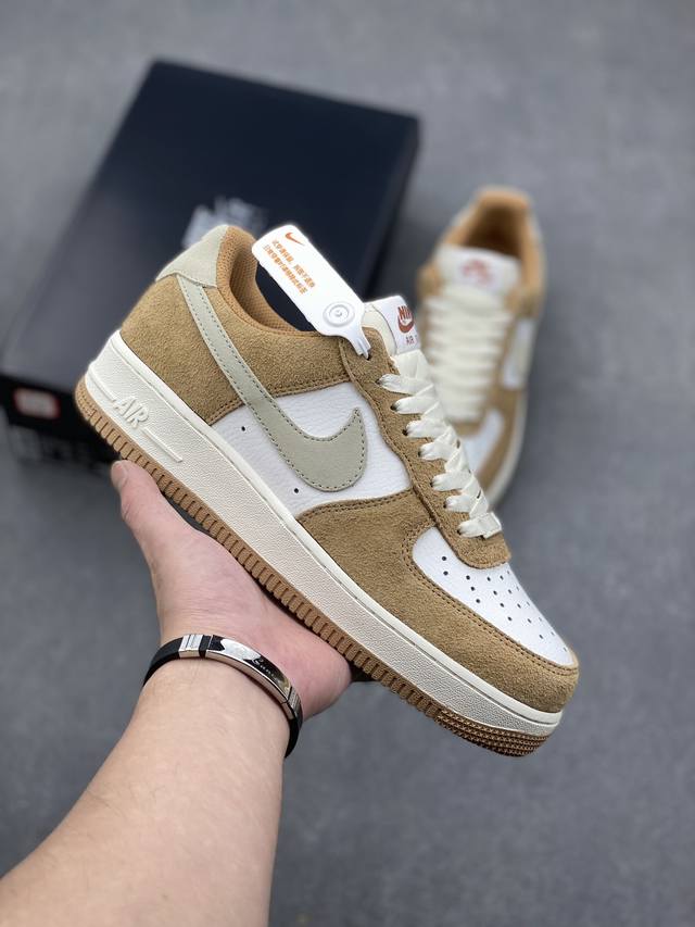 公司级 Nike Air Force 1 Low ’07 白棕小麦配色 空军一号低帮休闲板鞋 原厂麂皮 原楦原纸板 纯正版型 正品NFC感应芯片 高清洁度 内置