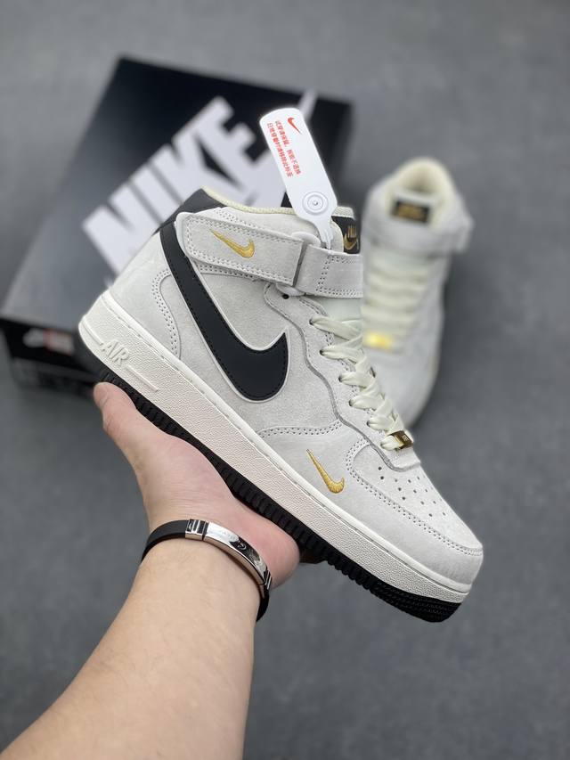 秋冬新品 公司级 Nike Air Force 1MID ’07 小勾灰麂皮 空军一号中帮休闲板鞋 原厂麂皮 原楦原纸板 纯正版型 正品NFC感应芯片 高清洁度