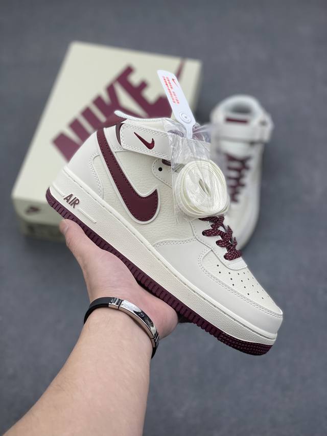 海外限量ID定制 公司级 Nike Air Force 1 MID 米红勾 满天星中帮空军一号休闲板鞋 客供高亮3m反光 定制头成皮料 定制鞋盒 原楦原纸板 纯