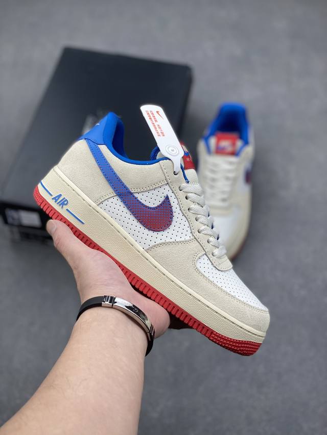 Nike Air Force 1 Low 米白蓝渐变钩 原楦头原纸板 打造纯正空军版型 专注外贸渠道 全掌内置蜂窝气垫 原盒配件 原厂中底钢印、拉帮完美 官方货