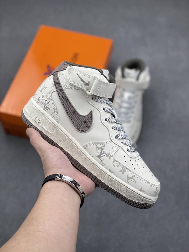 海外限量发售！公司级NIke Air Force 1 '07 Low “LV联名--灰牛仔暗夜精灵”空军一号 中帮 运动鞋 休闲鞋 折边针车 工艺难度大 原楦头