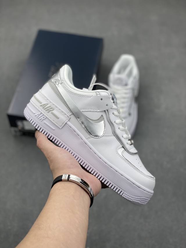 NK Air Force 1 Shadow 轻量增高低帮百搭板鞋 拼接马卡龙 全新少女系解构主义设计双层轻量EVA发泡中底+防滑RB橡胶外圈底鞋底 原楦头原纸板