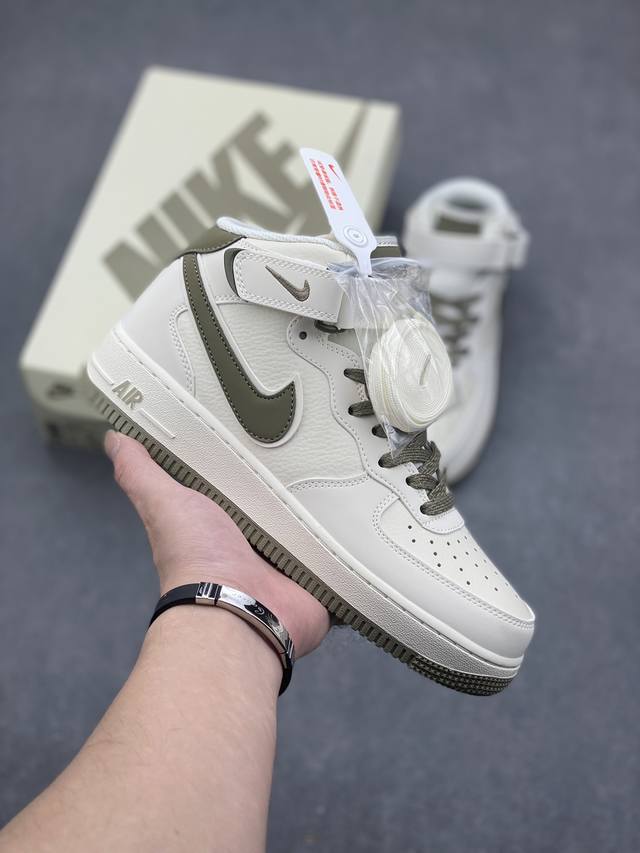 海外限量ID定制 公司级 Nike Air Force 1 MID 墨绿勾 满天星中帮空军一号休闲板鞋 客供高亮3m反光 定制头成皮料 定制鞋盒 原楦原纸板 纯