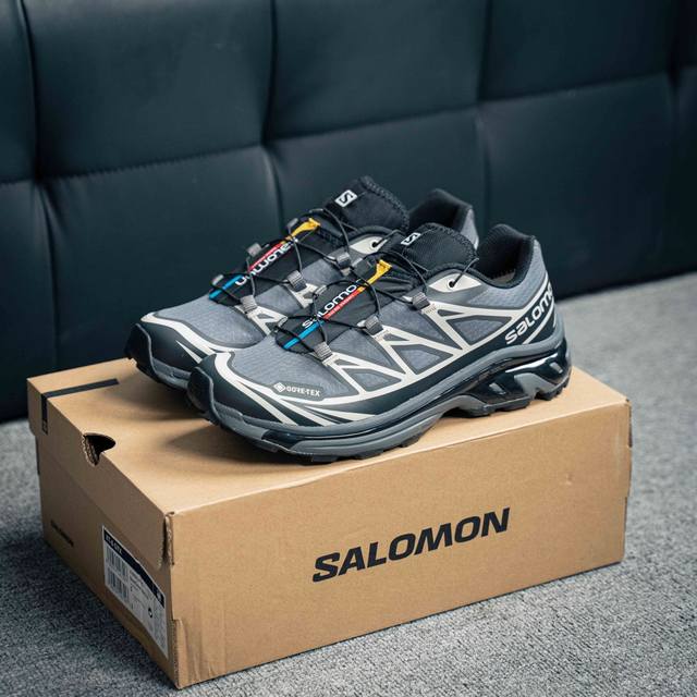 放店190 Salomon XT-6 GTX 萨洛蒙户外越野跑鞋 鞋面采用SENSIFIT贴合技术 全方位贴合包裹脚型 鞋跟部鞋底牵引设计 提供强大的抓地性能