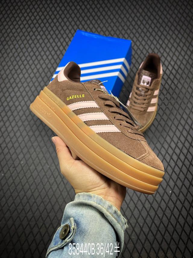 真标阿迪达斯Adidas Gazelle Bold W低帮复古百搭休闲运动板鞋 货号:JI0326 尺码:36 36.5 37 38 38.5 39 40 40