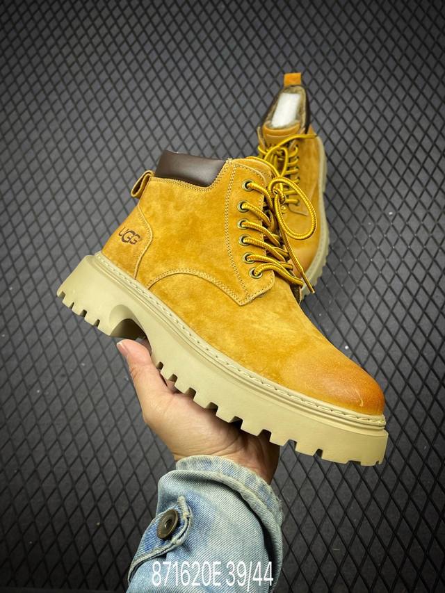 新货UGG 2024秋冬新品 毛绒一体内里保暖锁热 秋冬必备 户外中帮休闲马丁靴雪地靴系列 # 代购专供品质 面料采用进口头层牛皮材质 鞋内里采用毛茸一体内里保