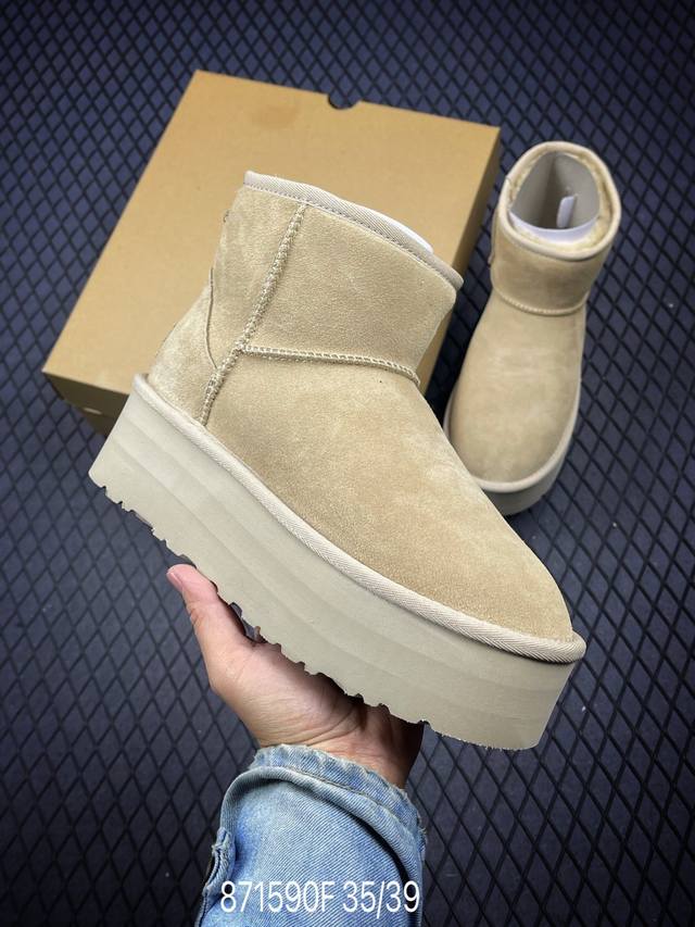 F全网最齐 ugg 90个配色 市面顶级版本 UGG 厚底中筒5cm 小红书爆款 广州外贸大厂生产 鞋头到鞋垫真羊皮毛一体 独立外盒包装 芯片 带防水工艺 区别