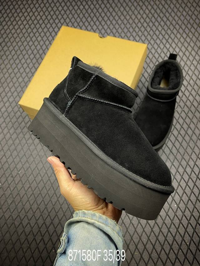 F全网最齐 ugg 90个配色 市面顶级版本 UGG 厚底短筒5cm 小红书爆款 广州外贸大厂生产 鞋头到鞋垫真羊皮毛一体 独立外盒包装 芯片 带防水工艺 区别