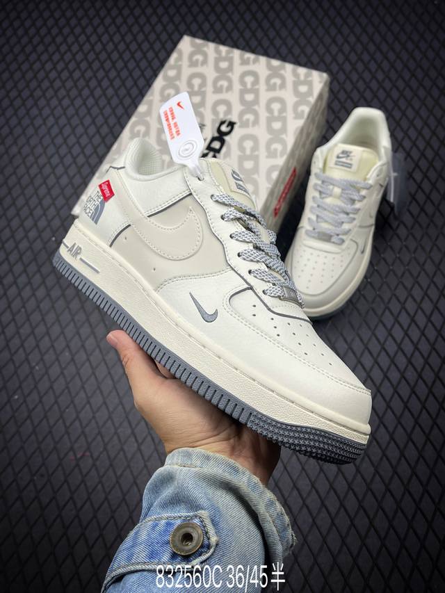 Nk Air Force 1'07 Low Supreme北面联名-透心米灰 空军一号 低帮休闲板鞋 XZ1996-710 #原楦头原纸板 原装鞋盒 定制五金配