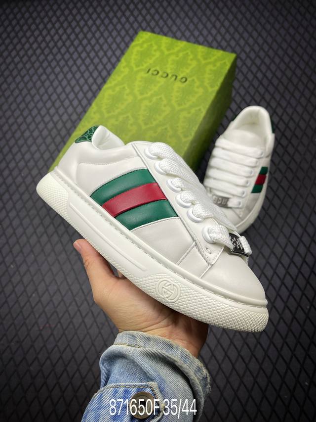 FGUCCI古驰 ACE 皮革 Gucci Distressed S古驰厚底系列 经典原型复古百搭做旧老爹板鞋 复古学院风 怀旧版 原版做旧 尺码：35-44