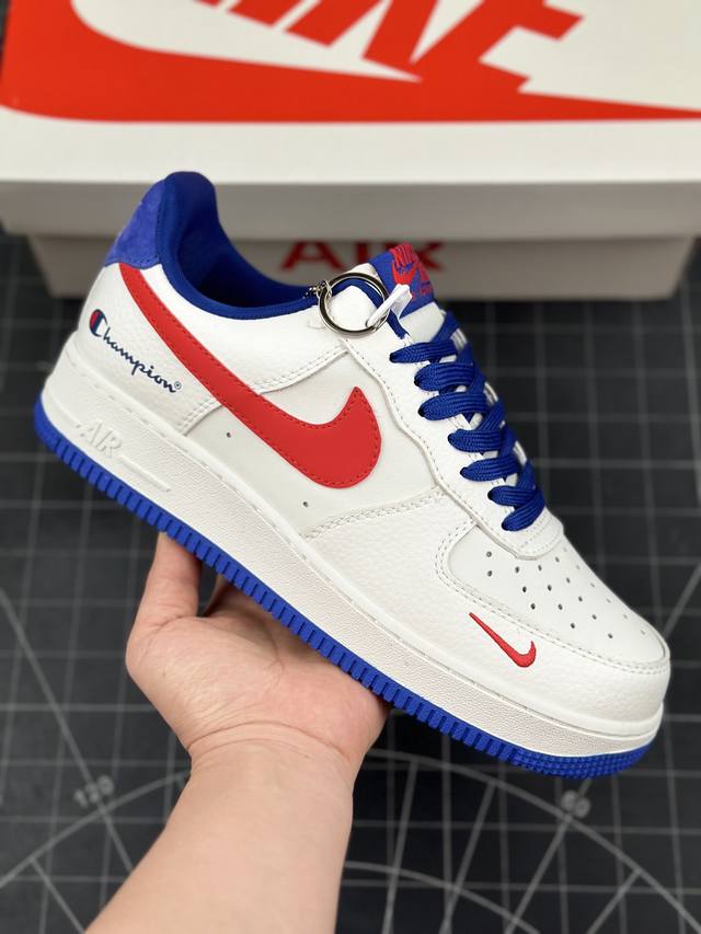 Nk Air Force 1'07 Low 冠军联名-蓝白红 空军一号低帮休闲板鞋 #原楦头原纸板 原装鞋盒 定制五金配件 内置全掌气垫 原厂鞋底 货号：KK1