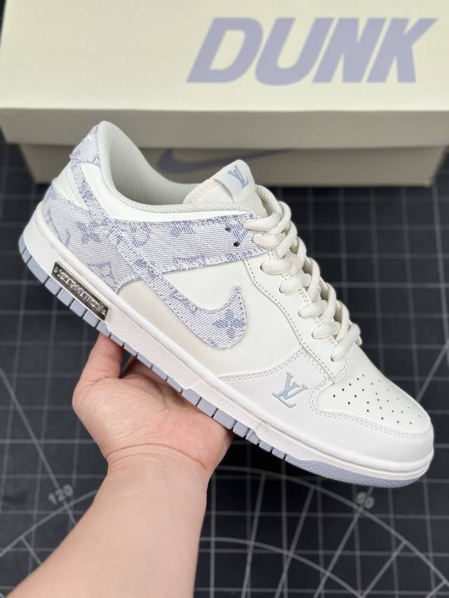 Nk SB Dunk Low LV联名-紫色牛仔米白紫勾 周年高端定制 低帮休闲板鞋 #定制鞋盒 大厂纯原品质出货 超高清洁度 皮料切割干净无任何毛边 细节完美