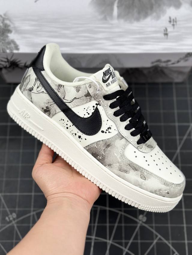 公司级 Nike Air Force 1 Low ’07 飞鹤 泼墨山水墨画配色 空军一号低帮休闲板鞋 原厂定制皮料 原盒原包装 原楦原纸板 纯正版型 正品NF