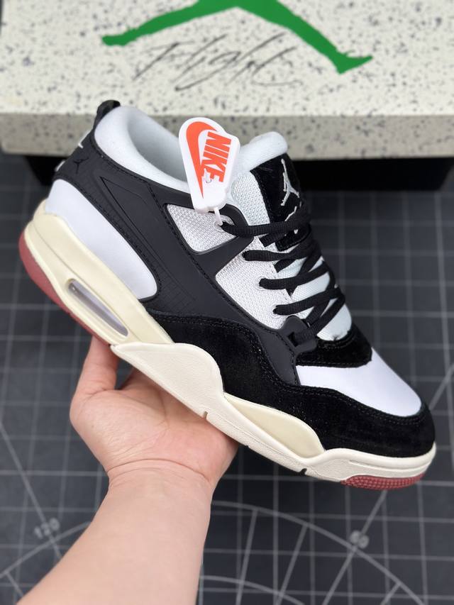 Air Jordan 4 Remastered AJ4 乔4重制生胶黑白色 低帮休闲运动鞋 #改造后的设计采用了别致的黑色、由纺织网布、皮革和麂皮混合而成，散发