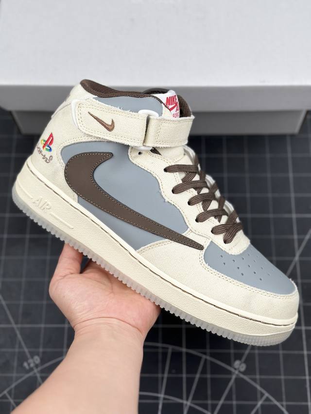 Travis Scott x Sony PlayStation 5 x Nk Air Force 1'07 Mid PS5 联名款扣篮系列中帮经典百搭休闲运动板