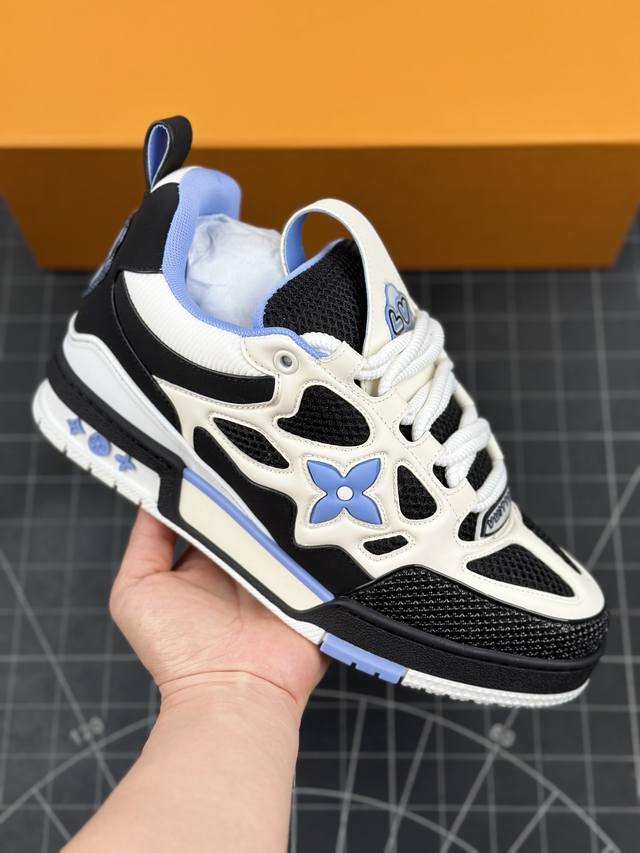 LV-路易-威登trainer 2024走秀最新款原版1：1开发复刻！！上脚非常舒适 做工精细鞋面由意大利进口小牛皮拼接，侧边饰有品牌LOGO标志，进口网布垫脚