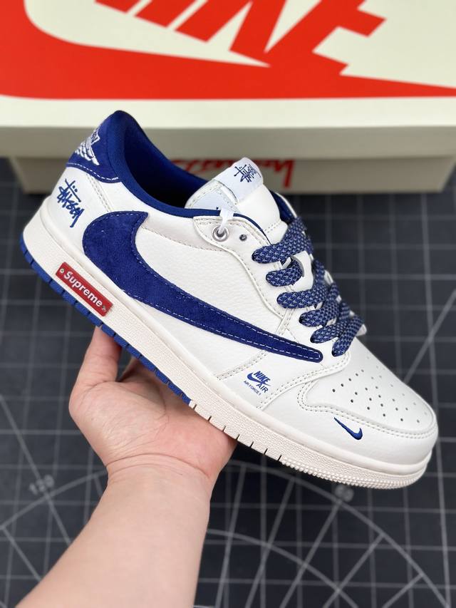 Travis Scott x Fragment Design x Air Jordan 1 Low OG SP AJ1 乔1 Supreme斯图西联名-翻毛蓝勾