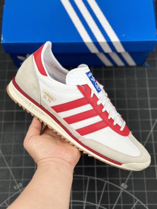 Adidas Originals SL 72 OG 阿迪休闲防滑耐磨低帮板鞋 经典低帮设计和橡胶外底，采用舒爽尼龙鞋面，绒面革饰面和皮革细节 搭载着 Ecote