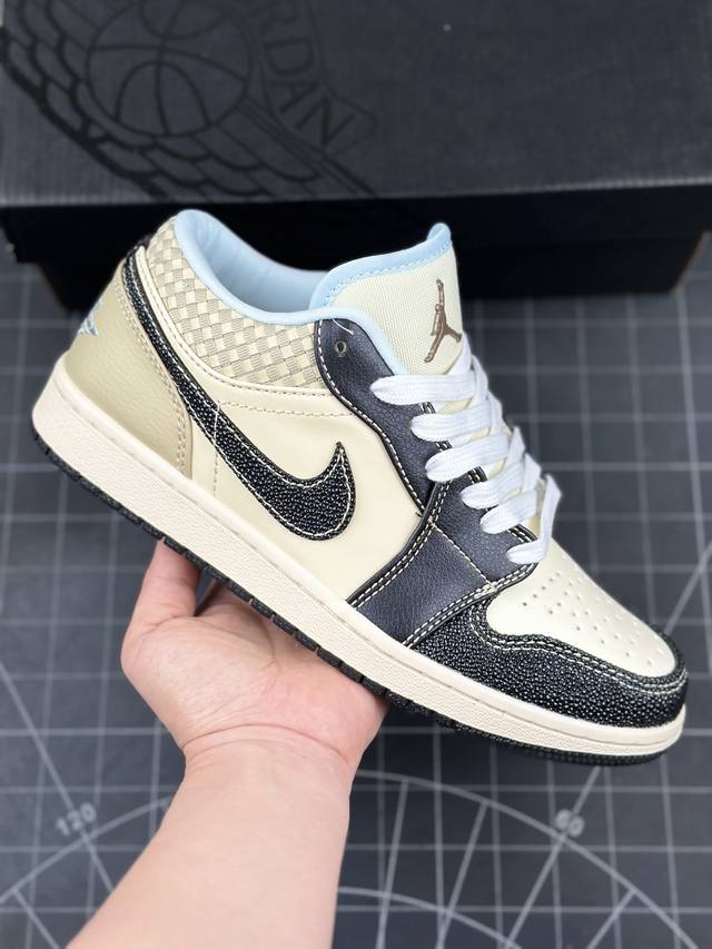 耐克Nike Air Jordan 1 Low SE Coconut Milk Black AJ1乔丹一代低帮经典复古文化休闲运动篮球鞋“奶白黑编织” #男鞋真