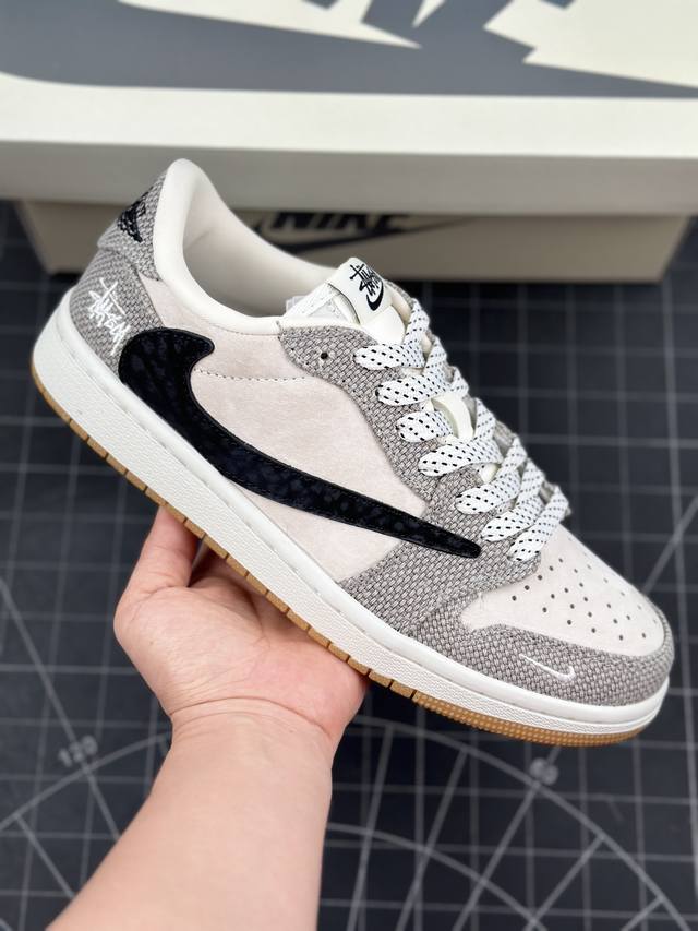 Travis Scott x Fragment Design x Air Jordan 1 Low OG SP AJ1 乔1 斯图西联名-麻花生胶 低帮文化休闲