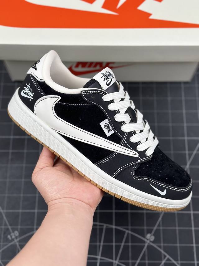 Travis Scott x Fragment Design x Air Jordan 1 Low OG SP AJ1 乔1 斯图西联名-黑生胶 低帮文化休闲板