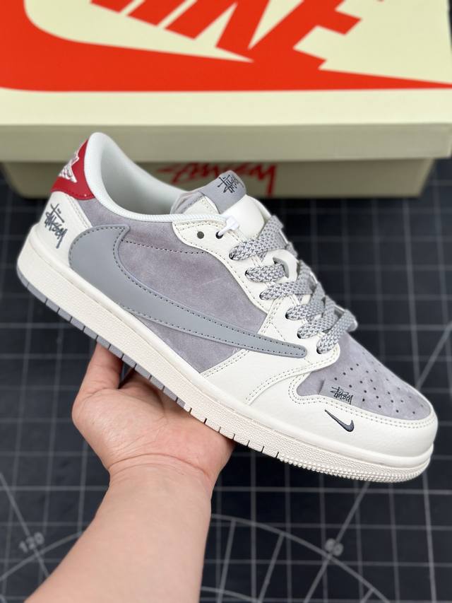 Travis Scott x Fragment Design x Air Jordan 1 Low OG SP AJ1 乔1 斯图西联名-双拼红尾 低帮文化休闲