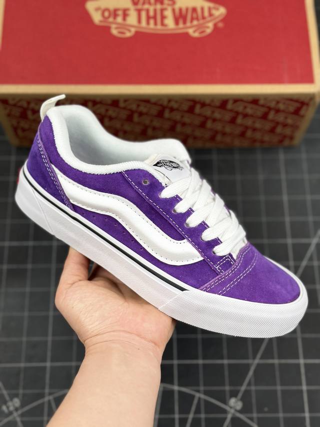 全新 胖版 登场！范斯Vans Vault Knu-Skool VR3 LX Purple White 坎普尔 茱利安系列低帮复古硫化休闲运动板鞋“麂皮葡萄紫白