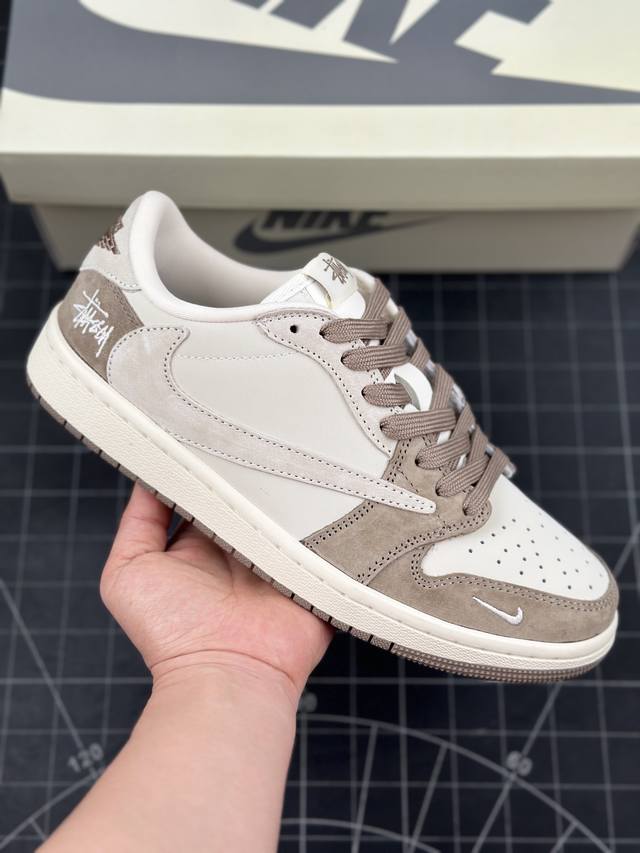 Travis Scott x Fragment Design x Air Jordan 1 Low OG SP AJ1 乔1 斯图西联名-奶茶 低帮文化休闲板鞋