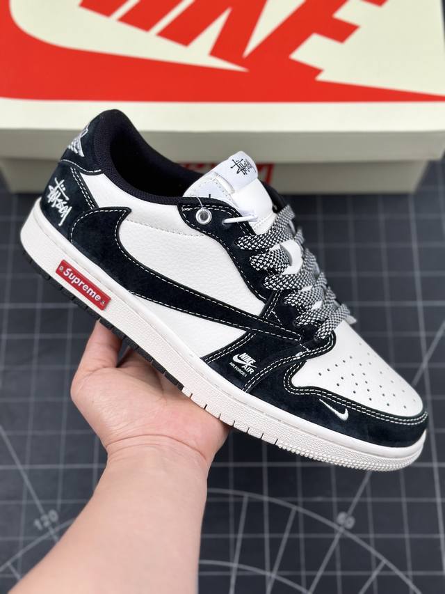 Travis Scott x Fragment Design x Air Jordan 1 Low OG SP AJ1 乔1 Supreme斯图西联名-红标黑武