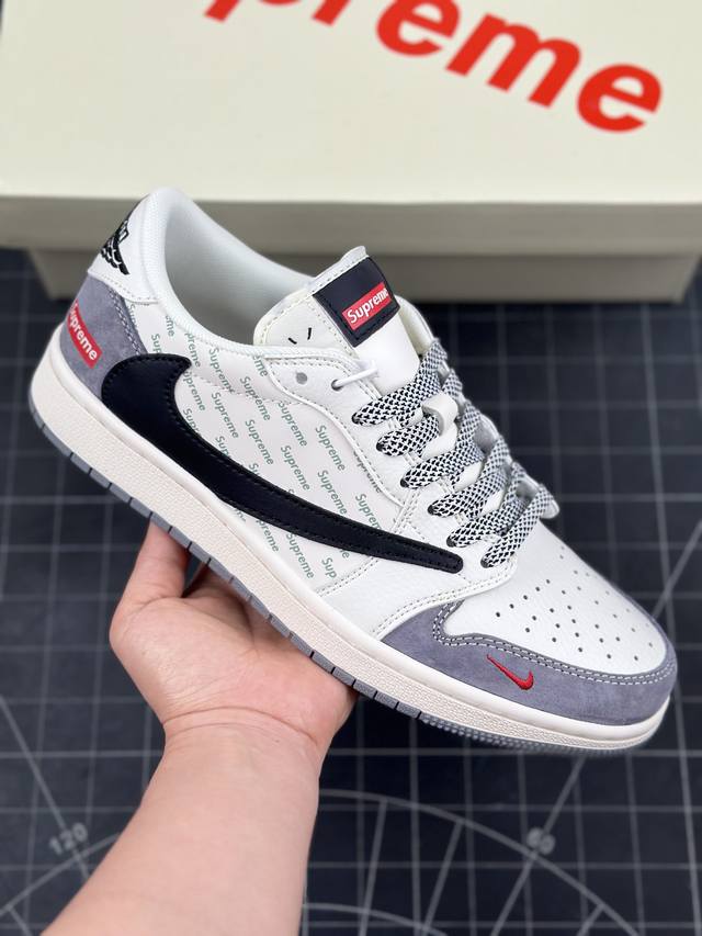 Travis Scott x Fragment Design x Air Jordan 1 Low OG SP AJ1 乔1 Supreme联名-黑白灰 低帮文