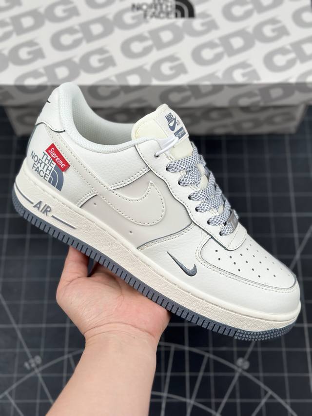 Nk Air Force 1'07 Low Supreme北面联名-透心米灰 空军一号 低帮休闲板鞋 #原楦头原纸板 原装鞋盒 定制五金配件 内置全掌气垫 原厂