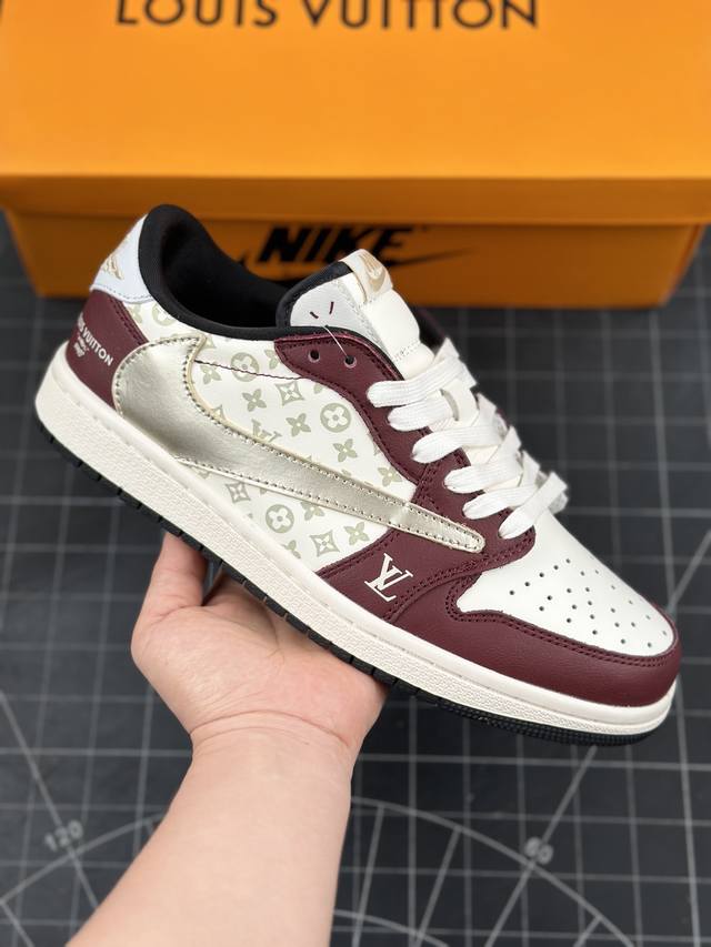 Travis Scott x Fragment Design x Jordan Air Jordan 1 Low OG SP AJ1 乔1LV联名 酒红印花 低