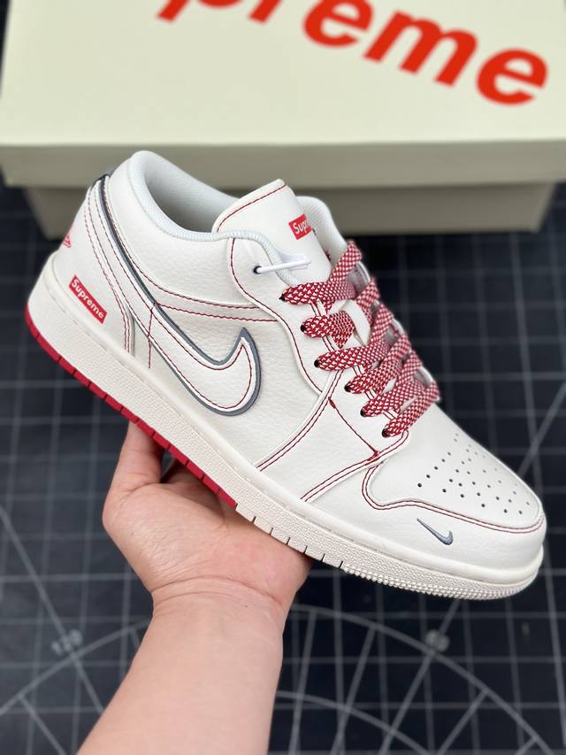 Air Jordan 1 Low AJ1 乔1 Supreme联名-红兔八哥 高端定制 低帮复古篮球鞋 #定制鞋盒 大厂纯原品质出货 超高清洁度 皮料切割干净无