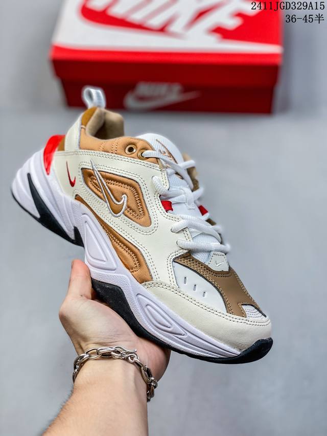 公司级带半码耐克 Nike M2K Tekno 男女子运动鞋厚底老爹鞋经典复古休闲慢跑鞋 从 Monarch 系列汲取灵感，以太空时代细节演绎未来风范。分层鞋面