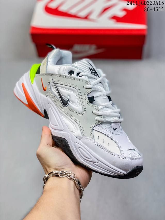 公司级带半码耐克 Nike M2K Tekno 男女子运动鞋厚底老爹鞋经典复古休闲慢跑鞋 从 Monarch 系列汲取灵感，以太空时代细节演绎未来风范。分层鞋面