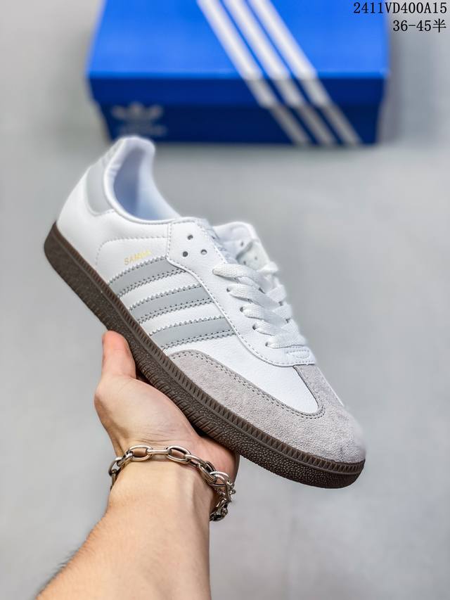 真标阿迪达斯三叶草adidas Originals Samba Og 桑巴舞系列绅士德训足球风百搭低帮休闲运动板鞋 货号:Jp5257 尺码:35 36 36.